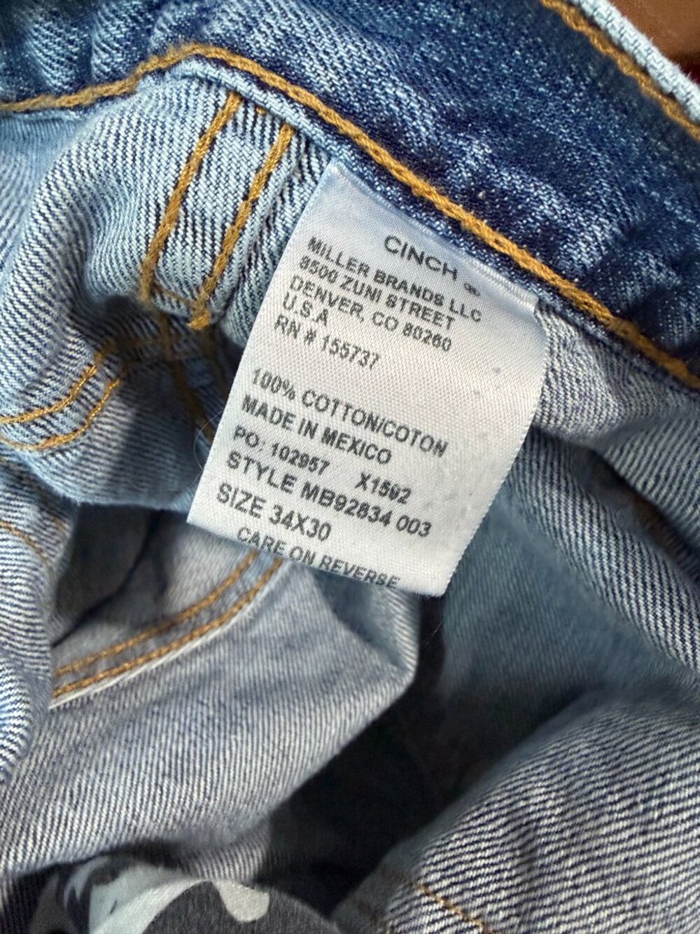 Cinch White Label Relaxed Fit Straight Leg Jeans Men's 34x30 Medium Wash Western - Picture 3 of 5
